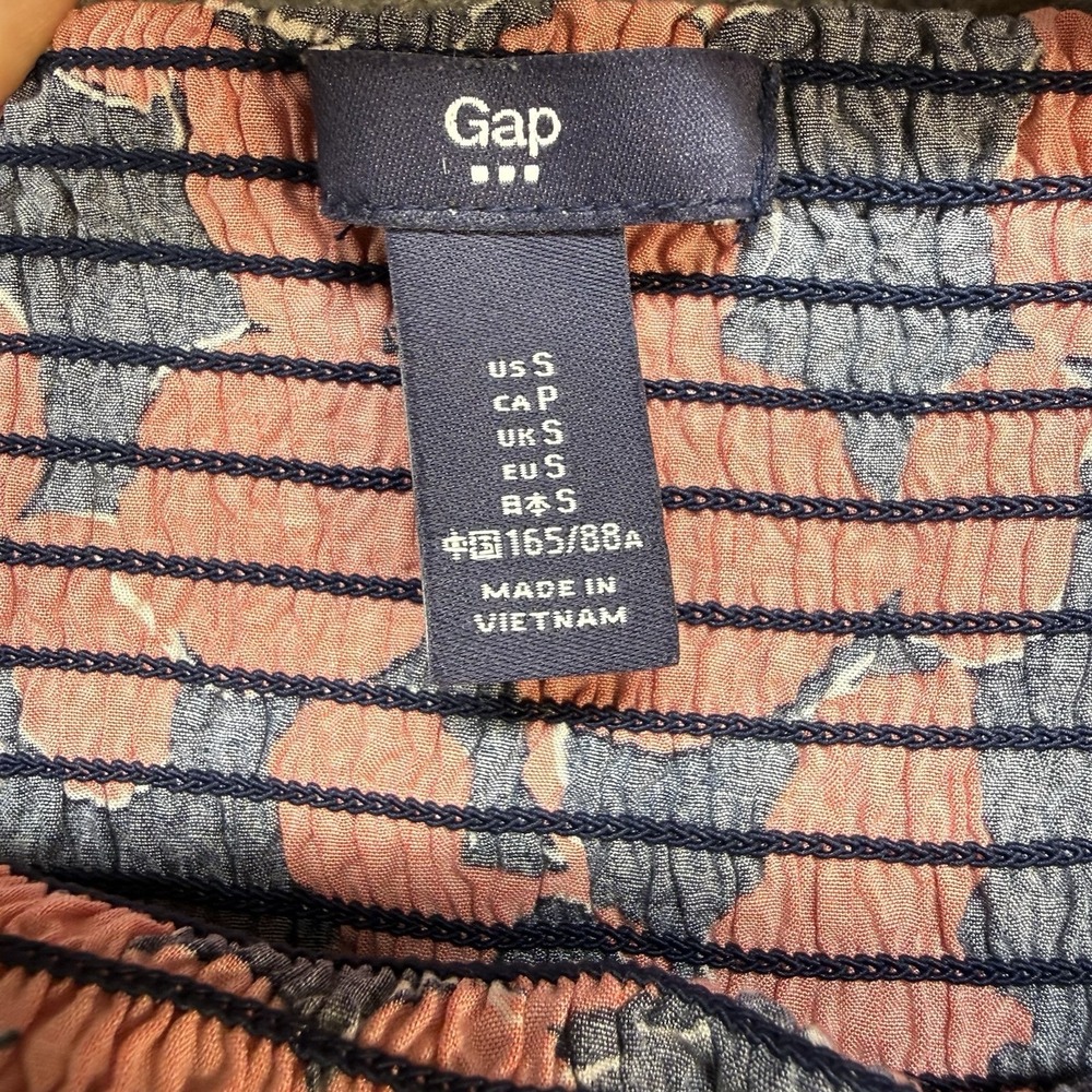 Gap Women's Strapless‎ Maxi Dress Small Red Floral Smocked Boho Beach Swim Cover - Picture 9 of 12